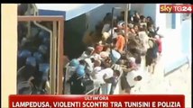 Lampedusa, scontri violenti tra polizia, tunisini e lampedusani (21/09/2011)