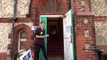 Caroline Lucas casts her vote in Brighton