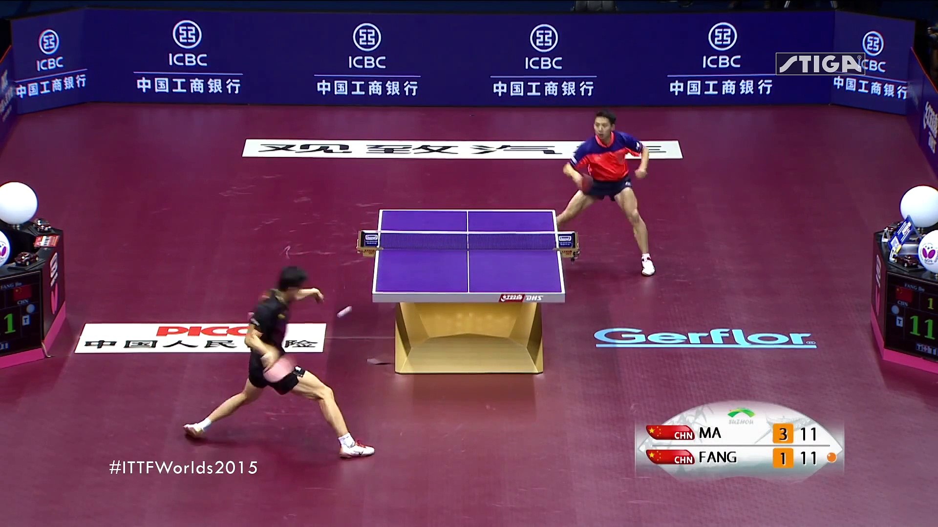⁣Tennis de table : le point de l'année (MA Long vs. Fang Bo - Qoros 2015 World Table Tennis Cham
