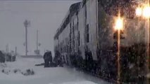 Amtrak California Zephyr In Snow Storm: Truckee, California