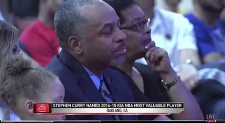 Stephen Curry cries during MVP speech