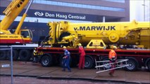 Afbreken van de Liebherr LTM 11200 bij station Den Haag Centraal