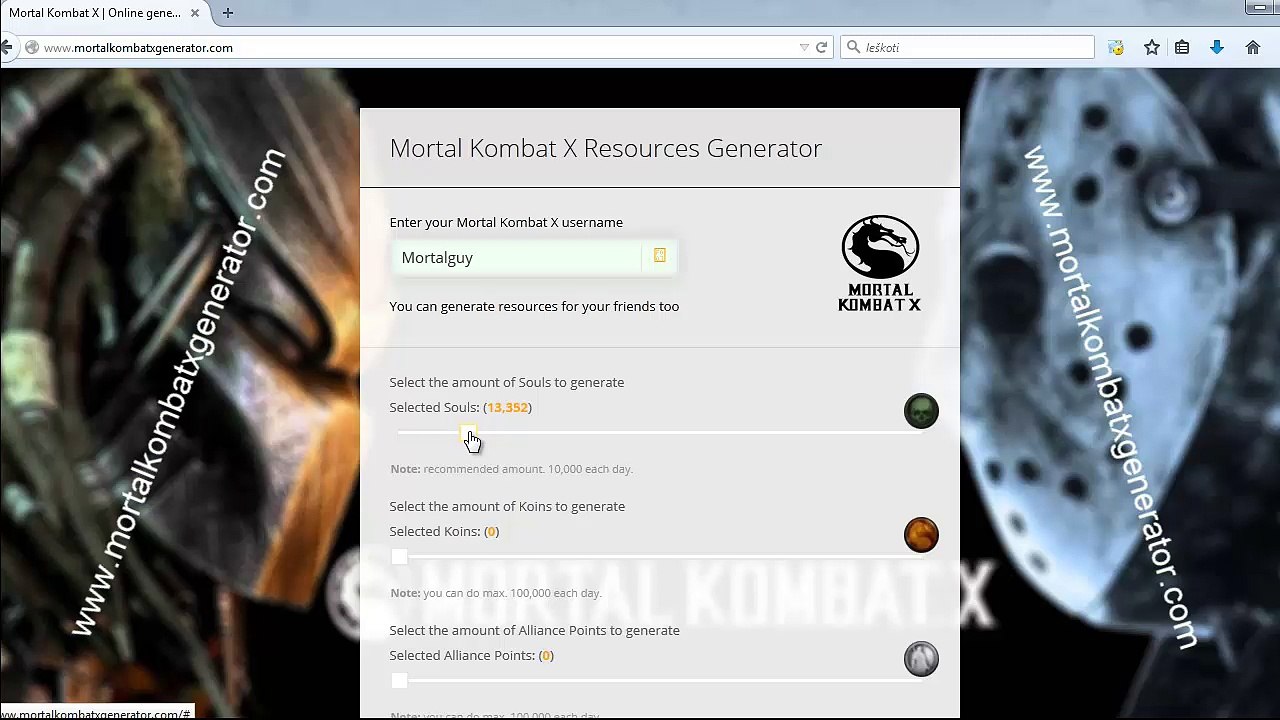 Mortal Kombat X Cheats - Souls, Koins and Alliance Points generator online