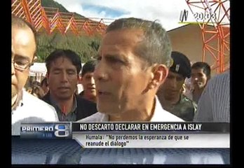 Humala no descarta declarar estado de emergencia en Islay