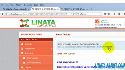 Peluang bisnis tiket pesawat terbang online GRATIS terpercaya dari LINATA Tour_konsep baru manual booking