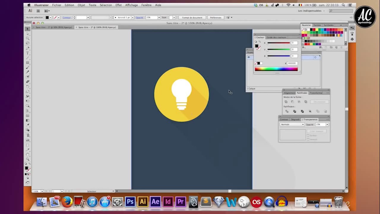 [Illustrator] Realisation d'un bagde-logo en Flat Design + Long shadow