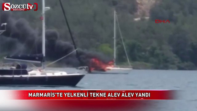 Yelkenli tekne alev alev böyle yandı