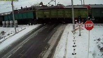 WATCH: Train Derailment After Crashing Into Truck In Kazakhstan | Truck Slides Onto Train Tracks