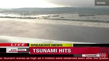 MEGA TSUNAMI JAPAN 3/11 --- AERIAL VIEW OF THE COMING OCEAN WAVES