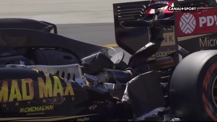 F1: Le capot moteur de Romain Grosjean s'envole