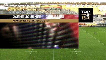 TOP14 - Montpellier - Bayonne: Essai Akapusi Qera (MON) - J24 - Saison 2014/2015