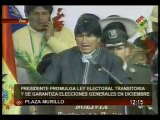 Evo Morales promulga nueva Ley Electoral Transitoria - Abr. 2009