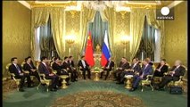 دیدار رؤسای جمهوری چین و روسیه در مسکو در آستانه جشن پیروزی