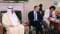 الملك عبدالله وأوباما في لقاء صحفي ( خفة دم الملك )