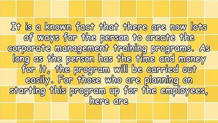 How To Hold Corporate Management Training Programs Properly