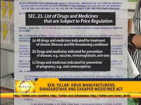 Villar wants Cheaper Medicines Act amended