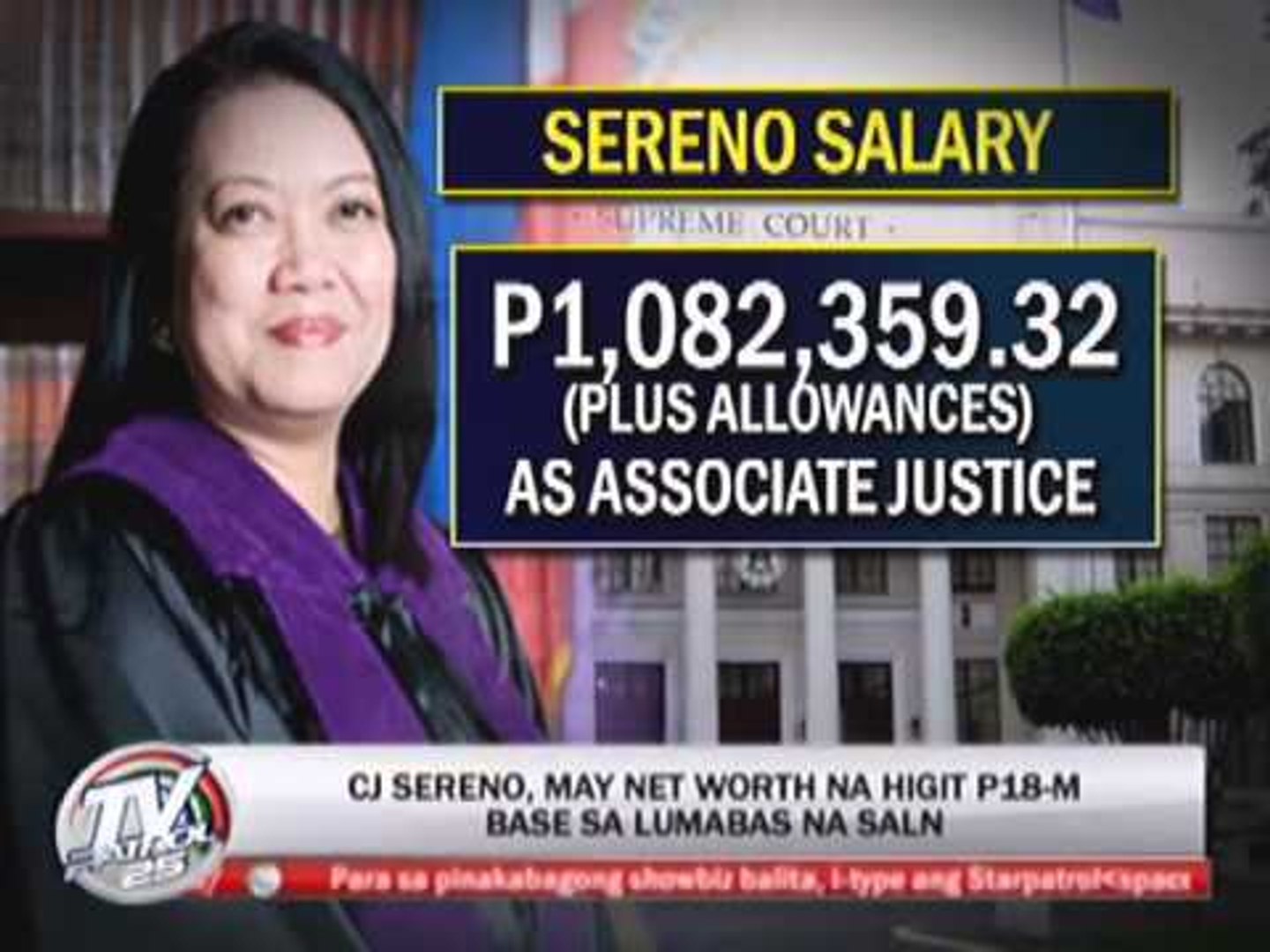 ⁣Sereno declares P18-M net worth in 2011