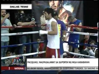 Pacquiao trains during his first day in Texas