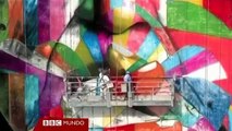 Gigantesco grafiti de Niemeyer preside Sao Paulo