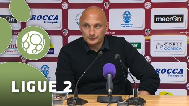 Conférence de presse AC Ajaccio - Stade Brestois 29 (2-1) : Olivier PANTALONI (ACAJ) - Alex DUPONT (SB29) - 2014/2015