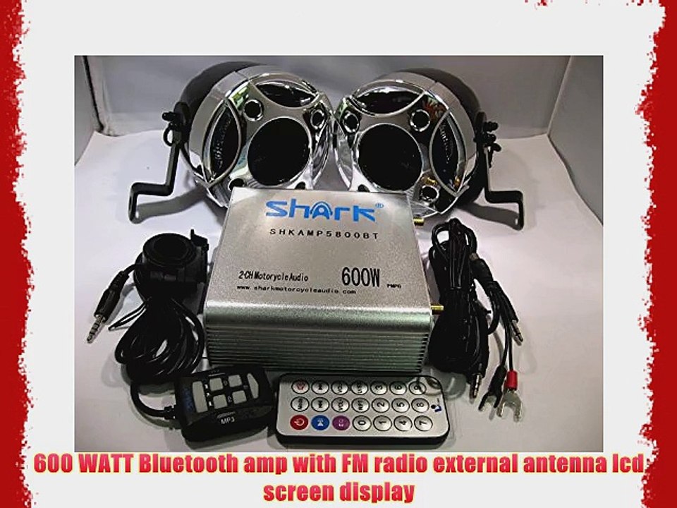 Shark Shkamp5800btmx3080 600 Watt Bluetooth Motorcycle Marine Audio System w/ 3.5 Speakers