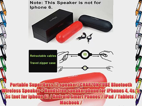 Portable Super Bass (2 speaker) CHARZON TUBE Bluetooth Wireless Speaker Handsfree speakerphone