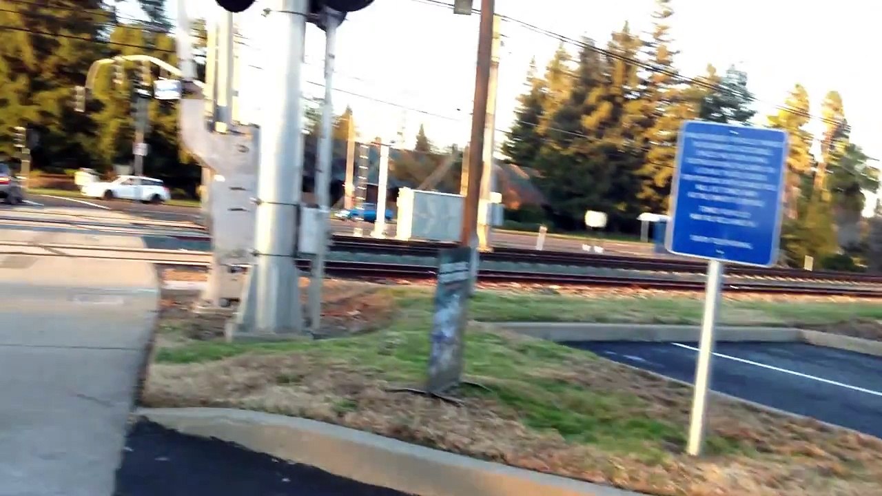 Union Pacific Freight Train #2067 and Light Rail train at Horn Rd Railroad Crossings
