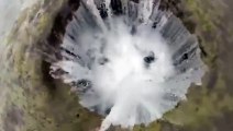 Lava Tube Drain, Lost Lake shrinking down a hole