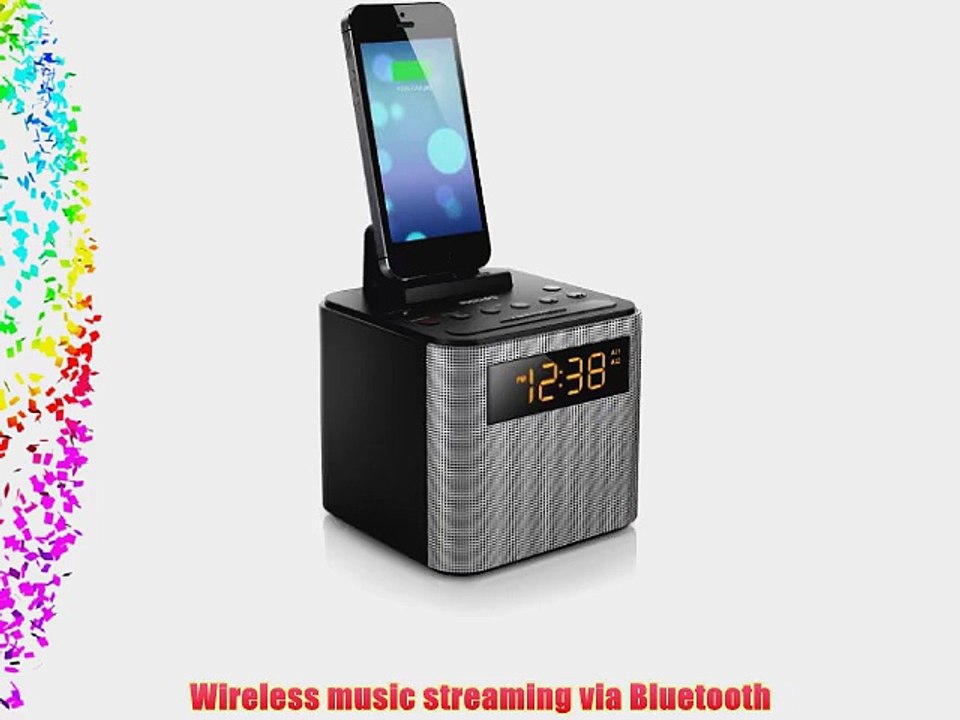 Philips AJT3300/37 Bluetooth Dual Alarm Clock Radio iPhone/Android Speaker Dock Speakerphone