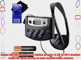 Sony Walkman? Digital Tuning Weather/AM/FM Stereo Radio with Stereo Headphones Belt Clip 2