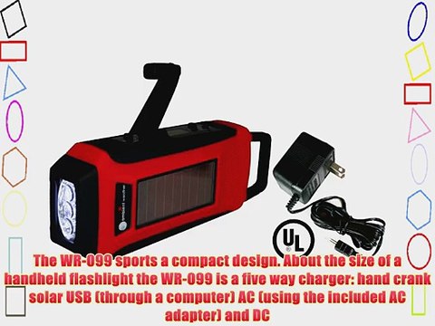 Ambient Weather WR-099-AC-KIT Compact Emergency Solar Hand Crank AM/FM/WeatherBand Digital