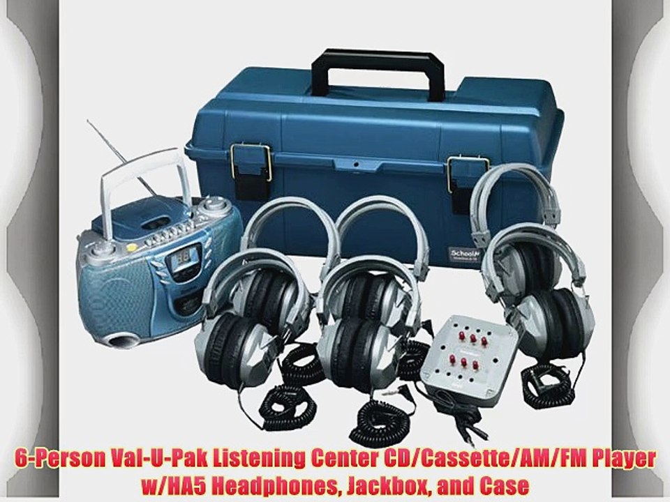 6-Person Val-U-Pak Listening Center CD/Cassette/AM/FM Player w/HA5 Headphones Jackbox and Case