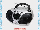 Axess PB2706 Portable Boombox MP3/CD Player with Text Display AM/FM Stereo and USB/AUX Inputs