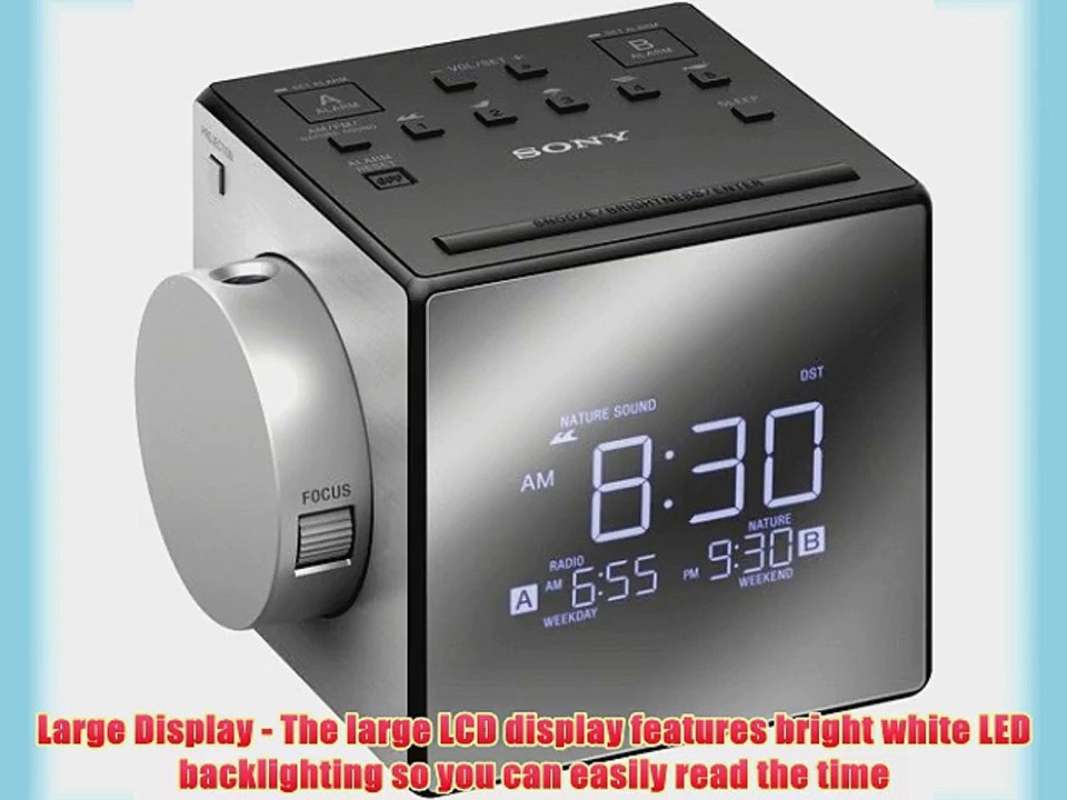 Sony Compact AM/FM Dual Alarm Clock Radio with Large LED Display Soothing Nature Sounds Time