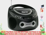 Riptunes CD MP3 Radio Stereo Boombox with Display and Aux-In Port for All MP3 Players (Metallic