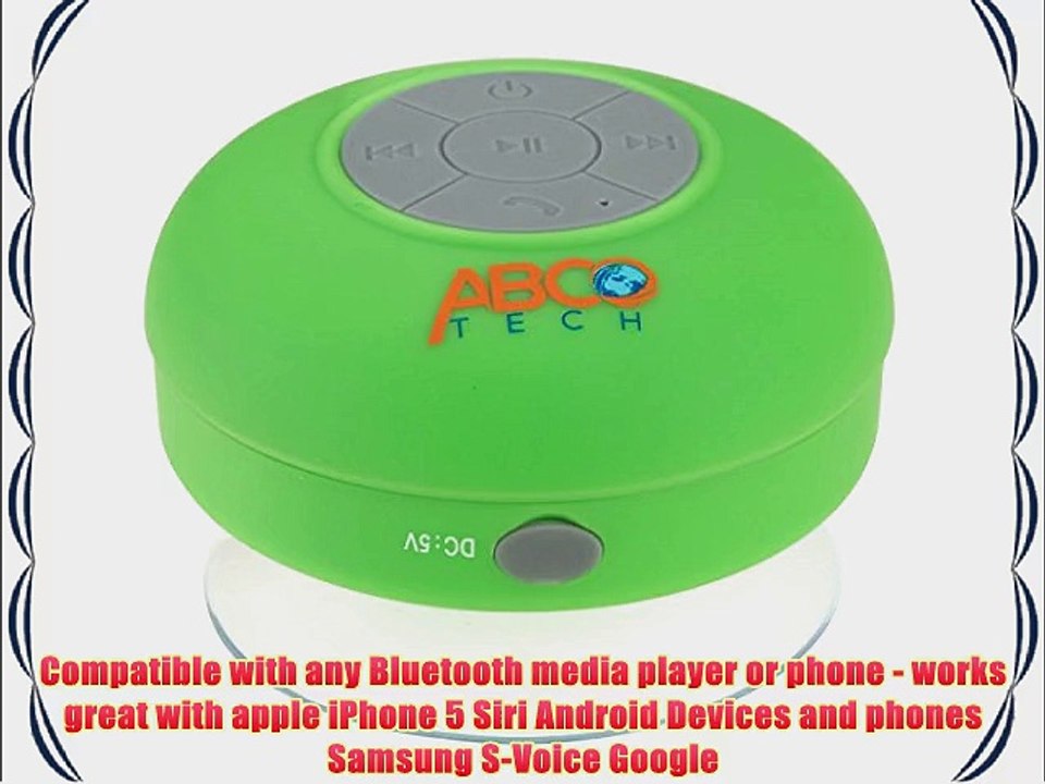 Abco Tech Water Resistant Wireless Bluetooth Shower Speaker with Suction Cup and Hands-Free