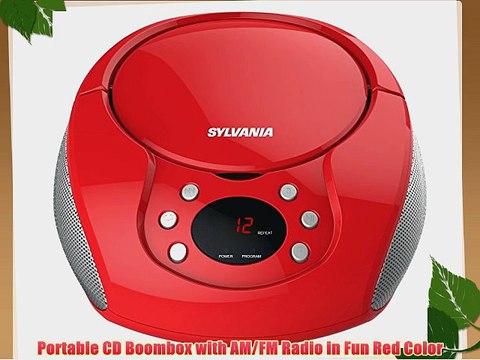 Sylvania Portable CD Boombox with AM/FM Radio (Red)