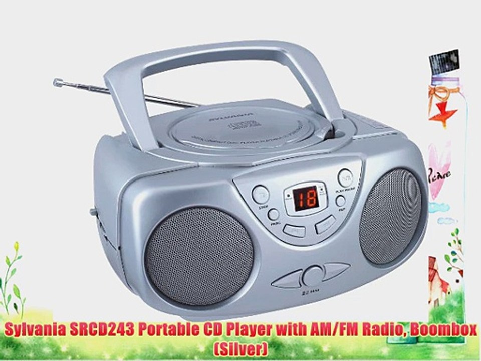 Sylvania SRCD243 Portable CD Player with AM/FM Radio Boombox (Silver)
