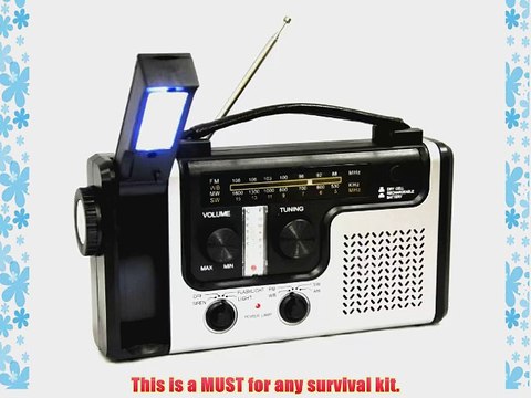topAlert Emergency Solar Hand Crank Dynamo AM/FM/NOAA Weather Radio Flashlight Reading LED
