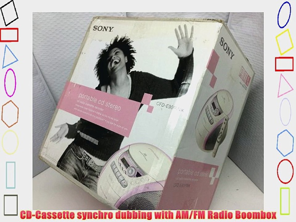 Sony CFD-E90 CD AM/FM Radio and Cassette Recorder with Remote (White/Pink)