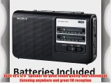 Sony Portable Handy AM/FM Radio with Built-in 3 5/8 Clear Sound Speaker Earphone Jack LED Tuning