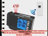 Ambient Weather WR-336-F007T AM/FM/WB Weather Alert Radio Projection Alarm Clock with Indoor