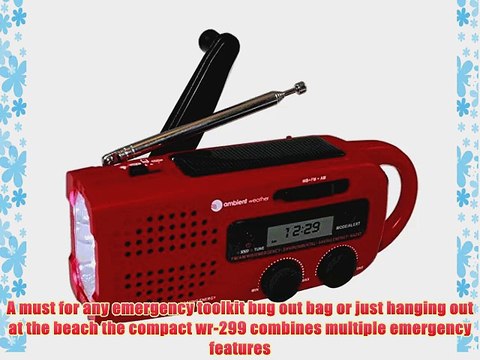 Ambient Weather WR-299 Compact Emergency Solar Hand Crank Weather Alert Radio