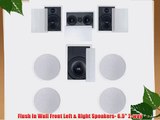 7.1 Home Theater Flush Inwall/Ceiling Speaker Package- Two Inwall 6.5 2-way Speakers One Inwall