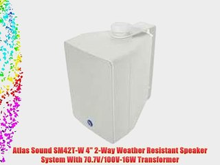 Atlas Sound SM42T-W 4 2-Way Weather Resistant Speaker System With 70.7V/100V-16W Transformer