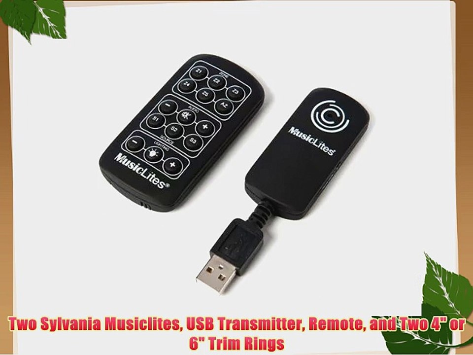 Two Sylvania Musiclites USB Transmitter Remote and Two 4 or 6 Trim Rings
