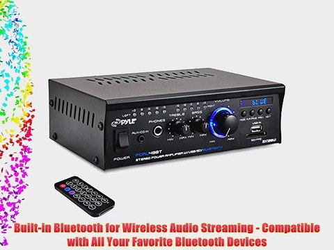 Pyle PCAU48BT Bluetooth Mini Blue Series Stereo Power Amplifier 2 x 120 Watt USB Charge USB/SD