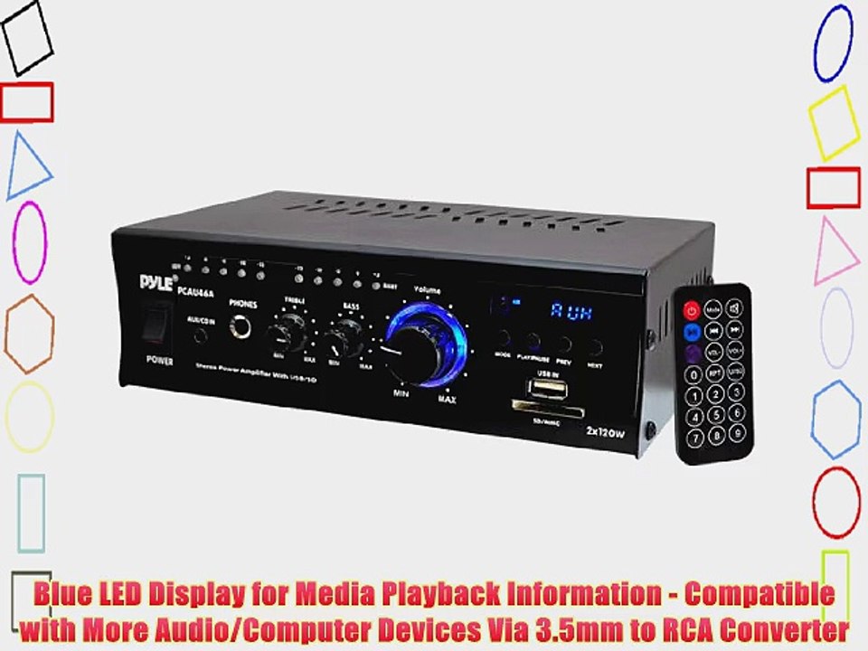 Pyle Home PCAU46A 2 x 120 Watts Mini Power Amplifier with LED Display