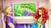 Barbie MOTORHOME Travel Train Frozen Elsa Brave Princess Merida RARE Barbie Motorhome RV Playset Toy