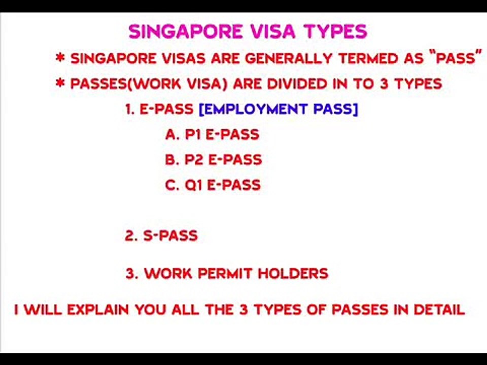 Singapore Visa Types